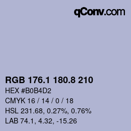 Color code: RGB 176.1 180.8 210 | qconv.com