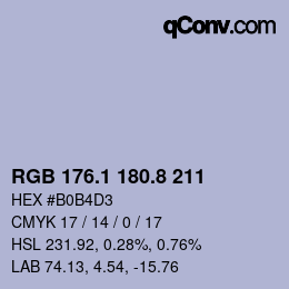 Color code: RGB 176.1 180.8 211 | qconv.com