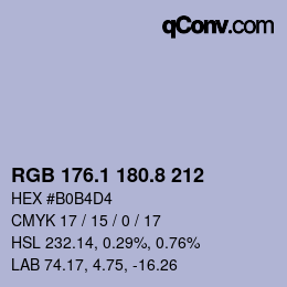 カラーコード: RGB 176.1 180.8 212 | qconv.com
