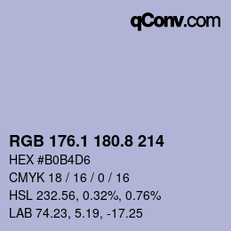 カラーコード: RGB 176.1 180.8 214 | qconv.com