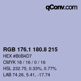 Color code: RGB 176.1 180.8 215 | qconv.com