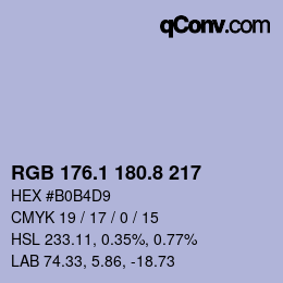 Color code: RGB 176.1 180.8 217 | qconv.com