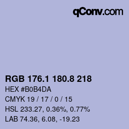 カラーコード: RGB 176.1 180.8 218 | qconv.com