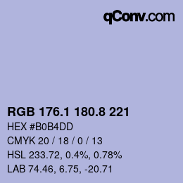 Color code: RGB 176.1 180.8 221 | qconv.com