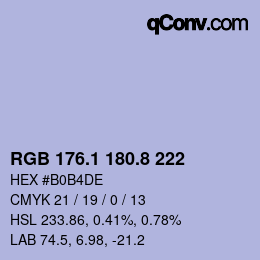 Farbcode: RGB 176.1 180.8 222 | qconv.com