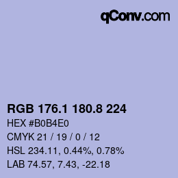 Color code: RGB 176.1 180.8 224 | qconv.com