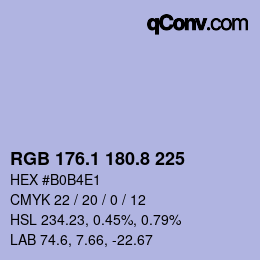 Color code: RGB 176.1 180.8 225 | qconv.com
