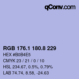 Color code: RGB 176.1 180.8 229 | qconv.com