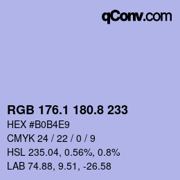 カラーコード: RGB 176.1 180.8 233 | qconv.com