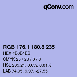 Color code: RGB 176.1 180.8 235 | qconv.com