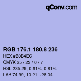 Farbcode: RGB 176.1 180.8 236 | qconv.com