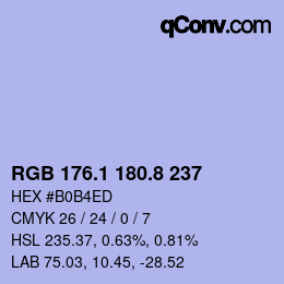 Farbcode: RGB 176.1 180.8 237 | qconv.com