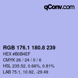 Color code: RGB 176.1 180.8 239 | qconv.com