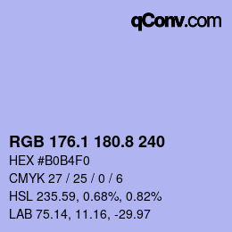 Code couleur: RGB 176.1 180.8 240 | qconv.com