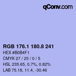 Color code: RGB 176.1 180.8 241 | qconv.com