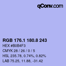 カラーコード: RGB 176.1 180.8 243 | qconv.com