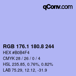 Color code: RGB 176.1 180.8 244 | qconv.com