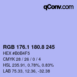 Farbcode: RGB 176.1 180.8 245 | qconv.com