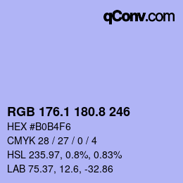 Color code: RGB 176.1 180.8 246 | qconv.com