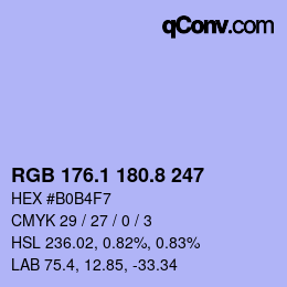 Color code: RGB 176.1 180.8 247 | qconv.com