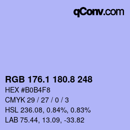 Color code: RGB 176.1 180.8 248 | qconv.com