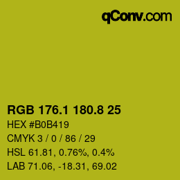 カラーコード: RGB 176.1 180.8 25 | qconv.com