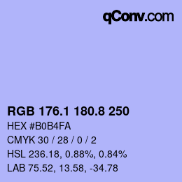 Color code: RGB 176.1 180.8 250 | qconv.com