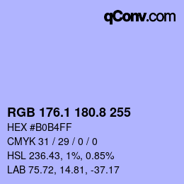 カラーコード: RGB 176.1 180.8 255 | qconv.com