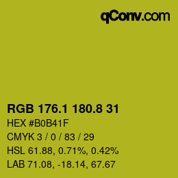 カラーコード: RGB 176.1 180.8 31 | qconv.com
