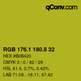カラーコード: RGB 176.1 180.8 32 | qconv.com