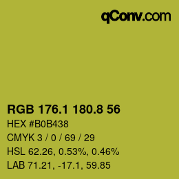 カラーコード: RGB 176.1 180.8 56 | qconv.com