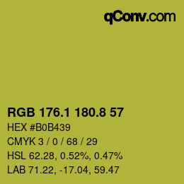 カラーコード: RGB 176.1 180.8 57 | qconv.com