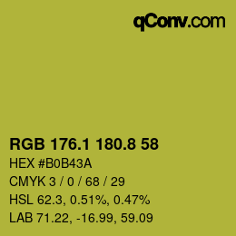 カラーコード: RGB 176.1 180.8 58 | qconv.com