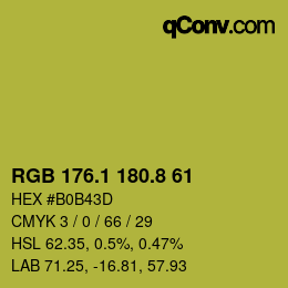 カラーコード: RGB 176.1 180.8 61 | qconv.com