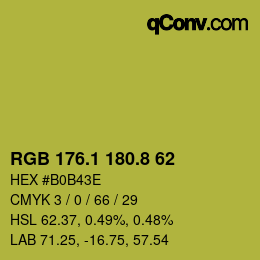 カラーコード: RGB 176.1 180.8 62 | qconv.com