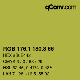 カラーコード: RGB 176.1 180.8 66 | qconv.com
