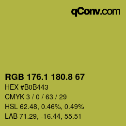 カラーコード: RGB 176.1 180.8 67 | qconv.com