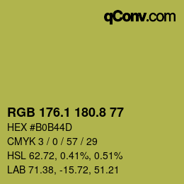 カラーコード: RGB 176.1 180.8 77 | qconv.com
