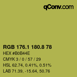 カラーコード: RGB 176.1 180.8 78 | qconv.com