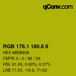 カラーコード: RGB 176.1 180.8 8 | qconv.com
