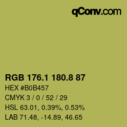 カラーコード: RGB 176.1 180.8 87 | qconv.com