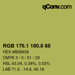 カラーコード: RGB 176.1 180.8 88 | qconv.com
