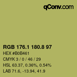 カラーコード: RGB 176.1 180.8 97 | qconv.com