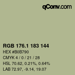 カラーコード: RGB 176.1 183 144 | qconv.com