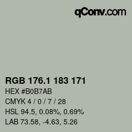 カラーコード: RGB 176.1 183 171 | qconv.com