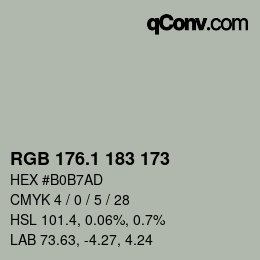 Color code: RGB 176.1 183 173 | qconv.com