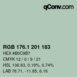 Color code: RGB 176.1 201 183 | qconv.com