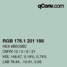 カラーコード: RGB 176.1 201 188 | qconv.com