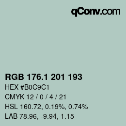 カラーコード: RGB 176.1 201 193 | qconv.com