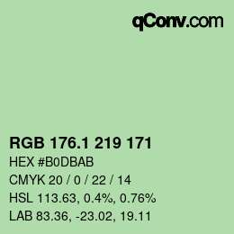 カラーコード: RGB 176.1 219 171 | qconv.com